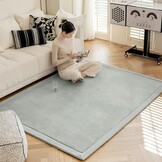 IOTXY Koraal fluwelen tapijt voor kinderen, fluwelen mat, kruiptapijt voor kinderkamer en woonkamer, zilvergrijs, 200 x 280 cm
