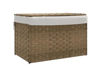vidaXL Wasmand met deksel 55,5x35x34 cm poly rattan