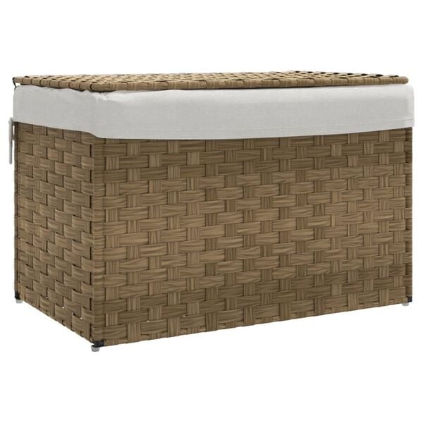 vidaXL Wasmand met deksel 55,5x35x34 cm poly rattan