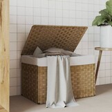 vidaXL Wasmand met deksel 55,5x35x34 cm poly rattan