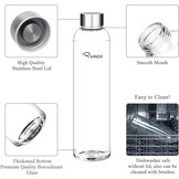 RYACO Klassieke glazen drinkfles 750ml / 25oz, mintgroen, BPA-vrij, met neopreen hoes en borstel