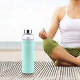 RYACO Klassieke glazen drinkfles 750ml / 25oz, mintgroen, BPA-vrij, met neopreen hoes en borstel