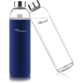 RYACO Klassieke glazen drinkfles 750ml / 25oz, mintgroen, BPA-vrij, met neopreen hoes en borstel