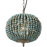 Newrays Retro Loft Vintage Rustieke Ronde Houten Kralen Hanglamp E27 Led Hanglamp Decor Lichten Modern voor Woonkamer Hotel Keuken (Globe Blauw)