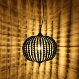 Newrays Retro Loft Vintage Rustieke Ronde Houten Kralen Hanglamp E27 Led Hanglamp Decor Lichten Modern voor Woonkamer Hotel Keuken (Globe Blauw)
