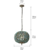 Newrays Retro Loft Vintage Rustieke Ronde Houten Kralen Hanglamp E27 Led Hanglamp Decor Lichten Modern voor Woonkamer Hotel Keuken (Globe Blauw)