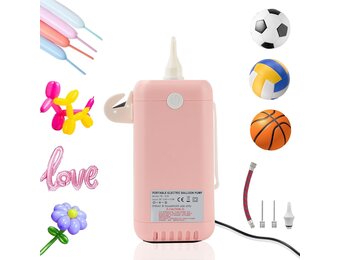 PlusFive Ballonpomp elektrisch voor lange ballonnen (roze)