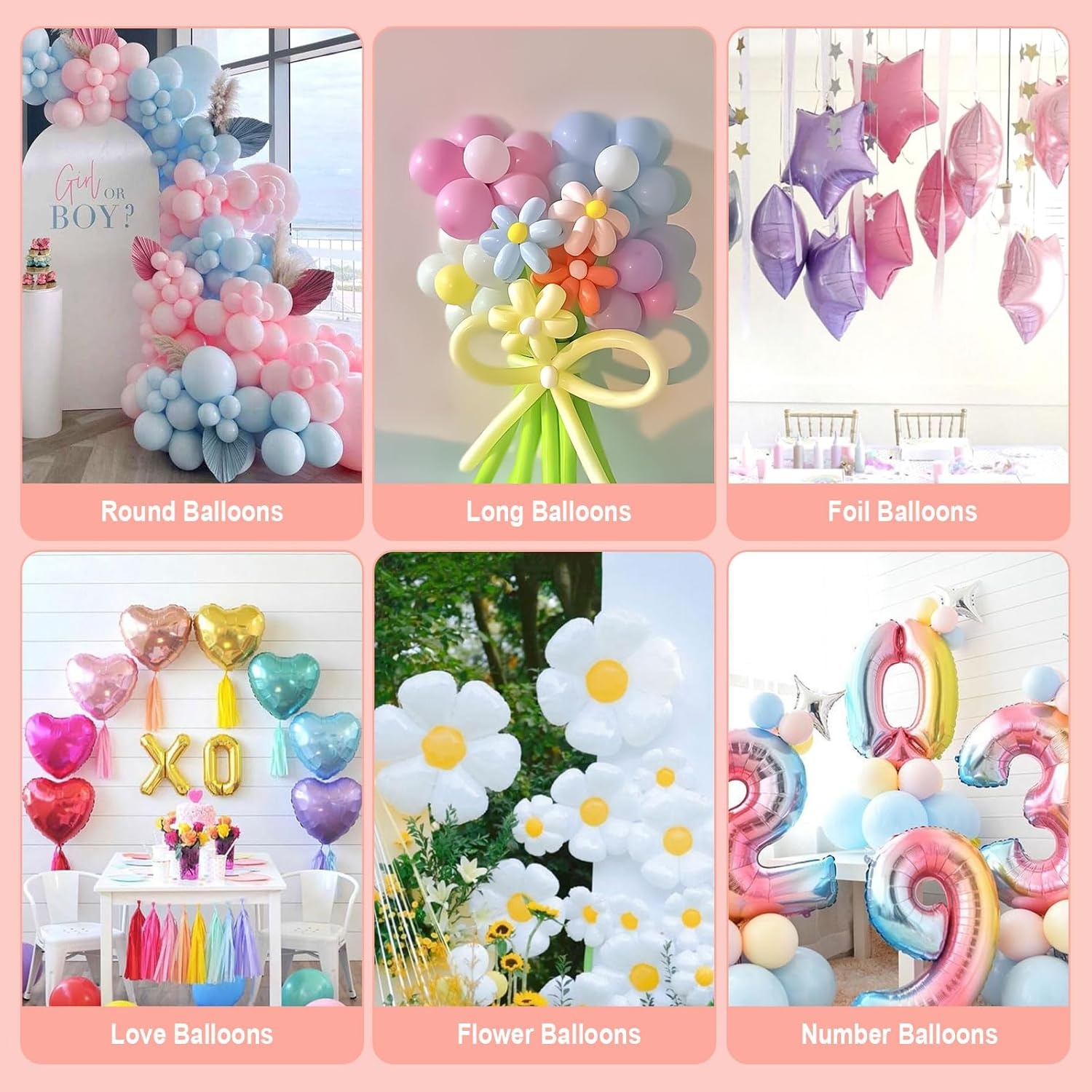 PlusFive Ballonpomp elektrisch voor lange ballonnen (roze)