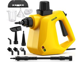 Draagbare Stoomreiniger Geel met 10 Accessoires voor Diverse Oppervlakken