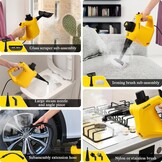 Draagbare Stoomreiniger Geel met 10 Accessoires voor Diverse Oppervlakken