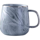 Porseleinen Koffiekop 320 ml met Marmerlook en Gouden Rand - Roze