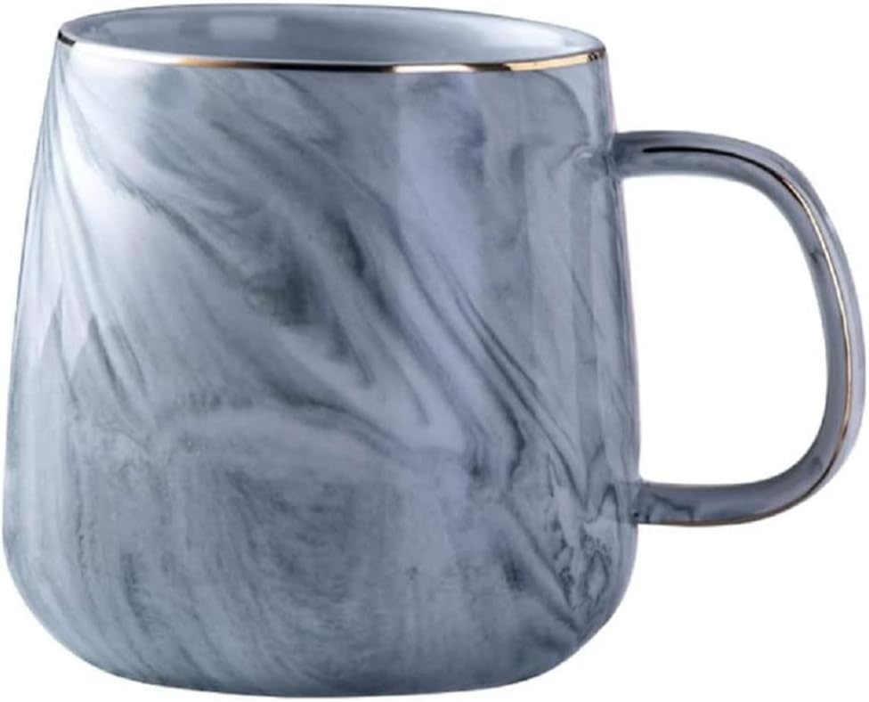 Porseleinen Koffiekop 320 ml met Marmerlook en Gouden Rand - Roze