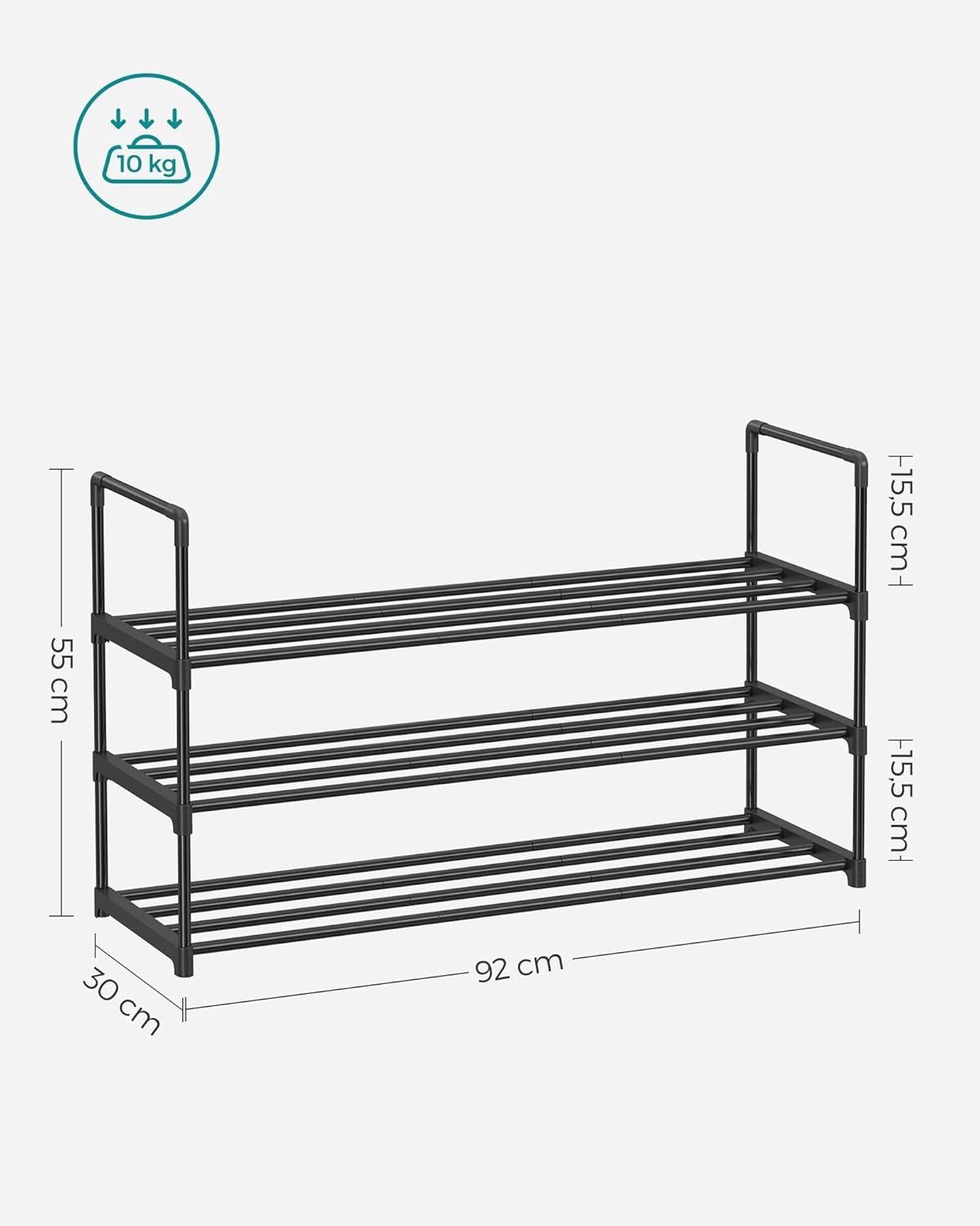 Zwart Metalen Schoenenrek (3-laags) - 27% Korting!