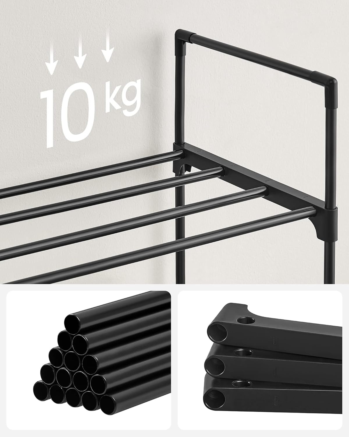 Zwart Metalen Schoenenrek (3-laags) - 27% Korting!