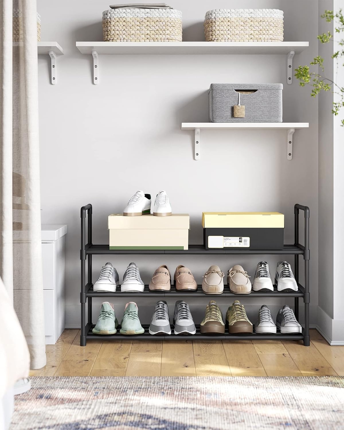 Zwart Metalen Schoenenrek (3-laags) - 27% Korting!