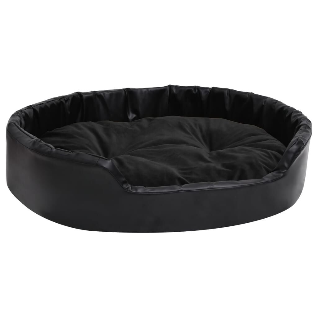 Hondenmand Zwart Pluche/Kunstleer 90x79x20 cm - 62% Korting!