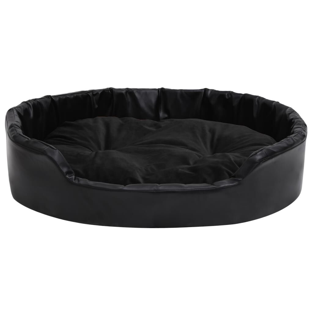 Hondenmand Zwart Pluche/Kunstleer 90x79x20 cm - 62% Korting!