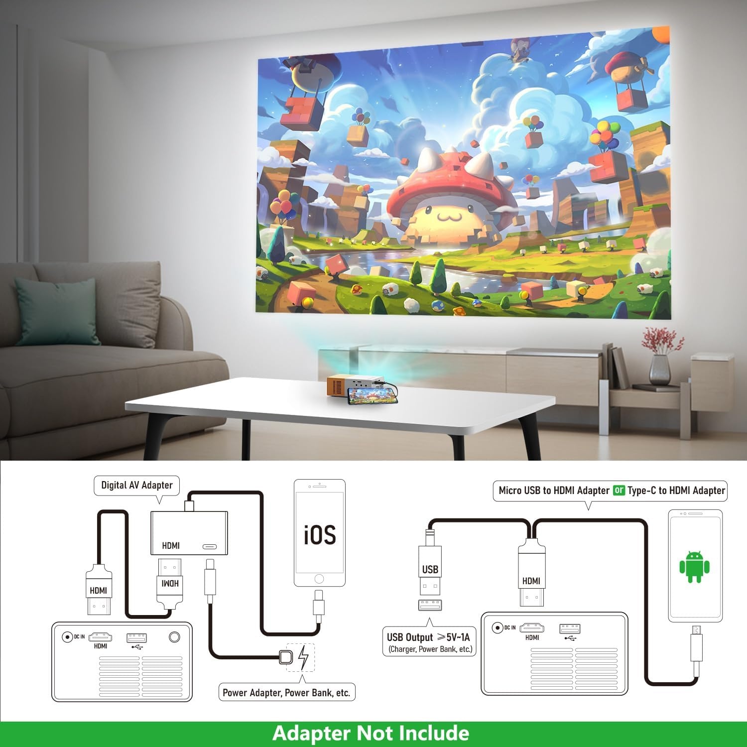 PVO Mini Beamer YG300Pro - Draagbare Projector met 29% Korting