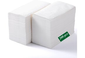 Papieren Diner Servetten Wit 40x40 cm (200 stuks) met Zilveren Rand - 71% Korting!