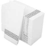Papieren Diner Servetten Wit 40x40 cm (200 stuks) met Zilveren Rand - 71% Korting!