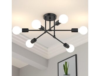 Industriële Sputnik Plafondlamp Zwart 51cm - 28% Korting!