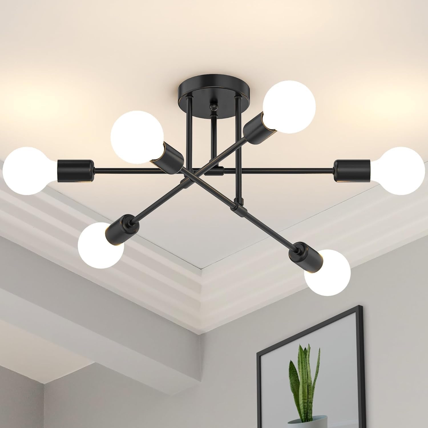 Industriële Sputnik Plafondlamp Zwart 51cm - 28% Korting!