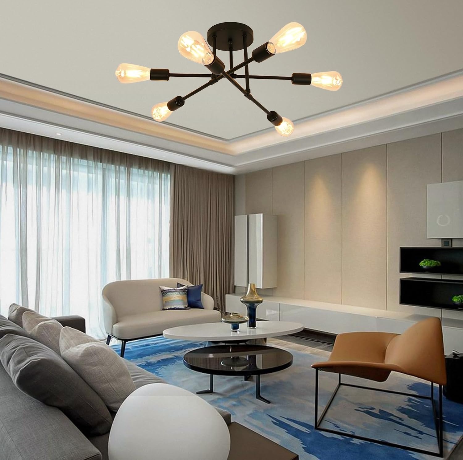 Industriële Sputnik Plafondlamp Zwart 51cm - 28% Korting!