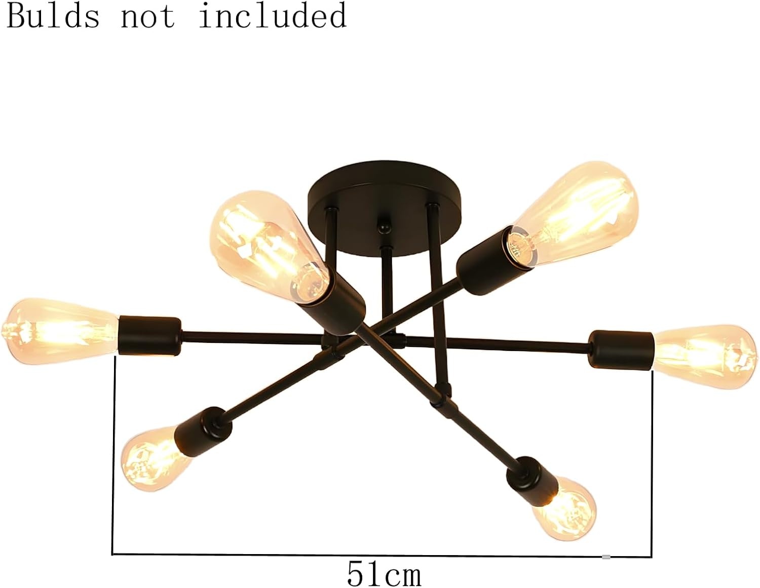 Industriële Sputnik Plafondlamp Zwart 51cm - 28% Korting!