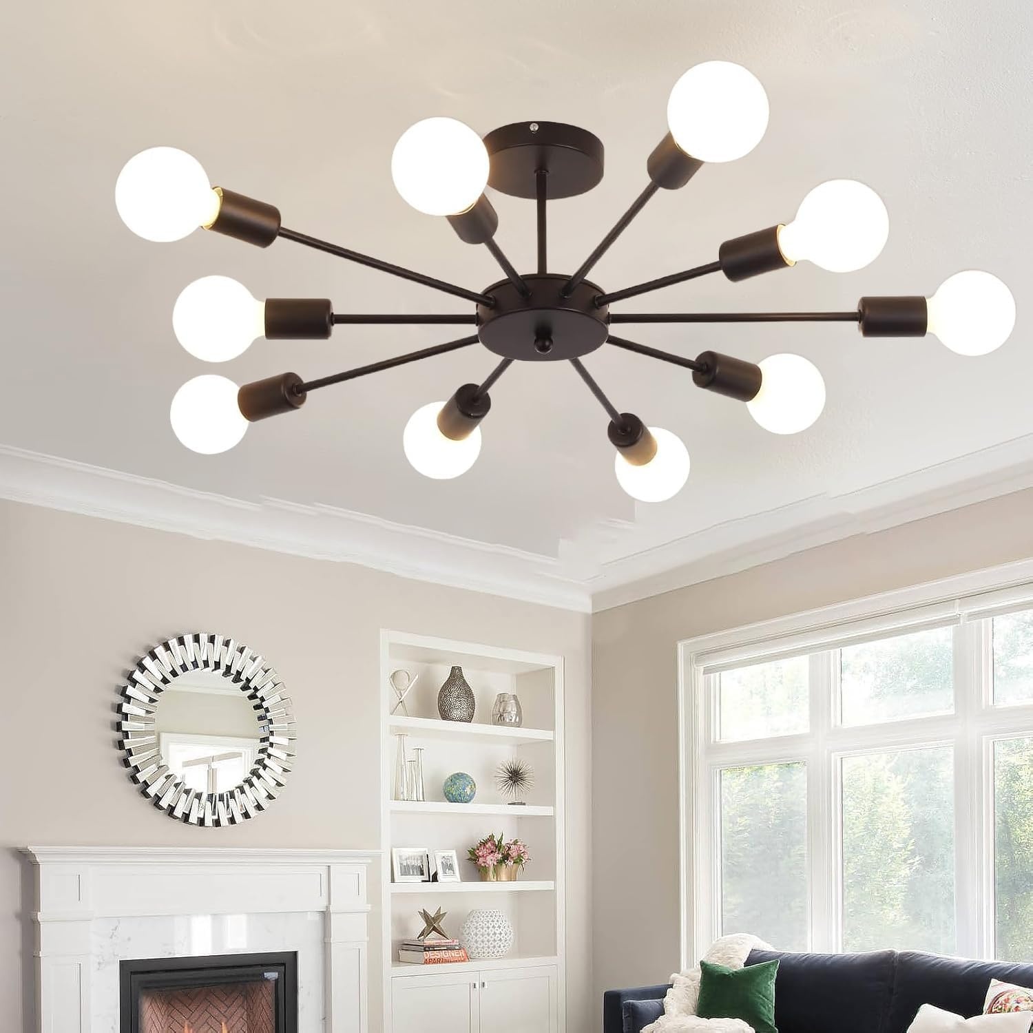 Industriële Sputnik Plafondlamp Zwart 51cm - 28% Korting!