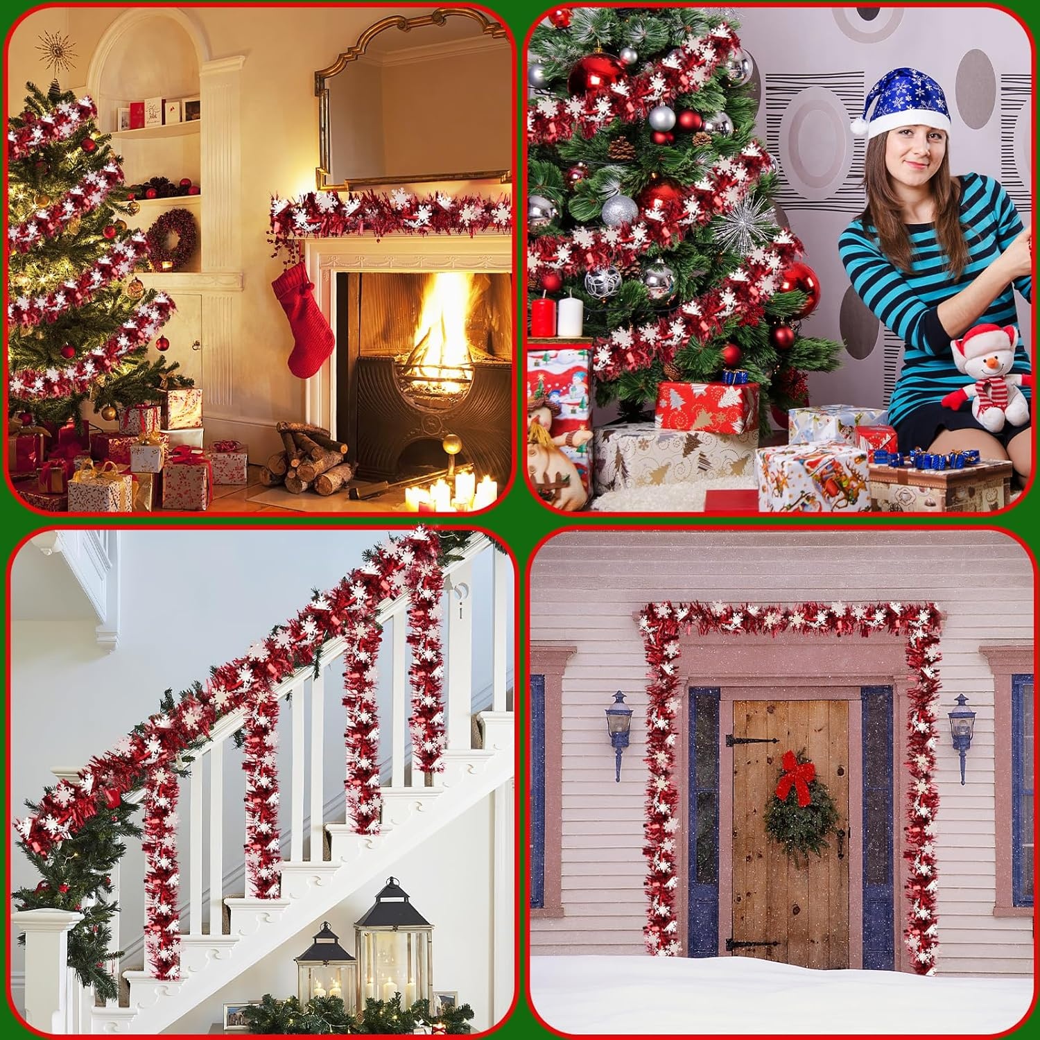Kerstklatergoudslinger Set (6x) Goud & Rood - 71% Korting