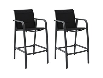 vidaXL Tuinbarstoelen (2 stuks) - Textileen Zwart - 35% Korting