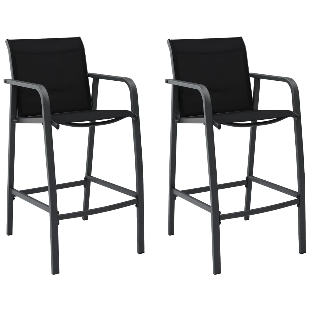 vidaXL Tuinbarstoelen (2 stuks) - Textileen Zwart - 35% Korting