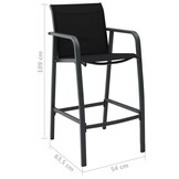vidaXL Tuinbarstoelen (2 stuks) - Textileen Zwart - 35% Korting