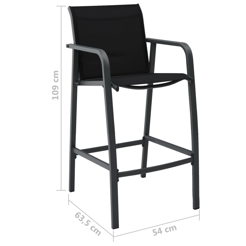 vidaXL Tuinbarstoelen (2 stuks) - Textileen Zwart - 35% Korting