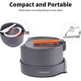 Fire-Maple Feast 4 kampeerkookgereiset Kookset voor buiten met pot, ketel, pan, kommen en spatel Keukengerei voor 4 personen, backpacken, trekking, wandelen, vissen, picknick