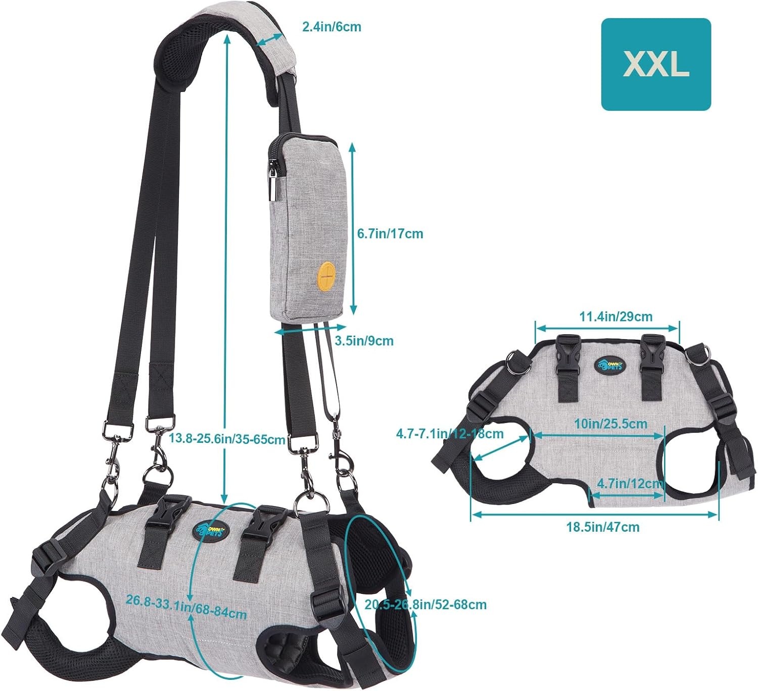 Honden Draagharnas XXL Grijs: Comfort & Veiligheid - 34% Korting