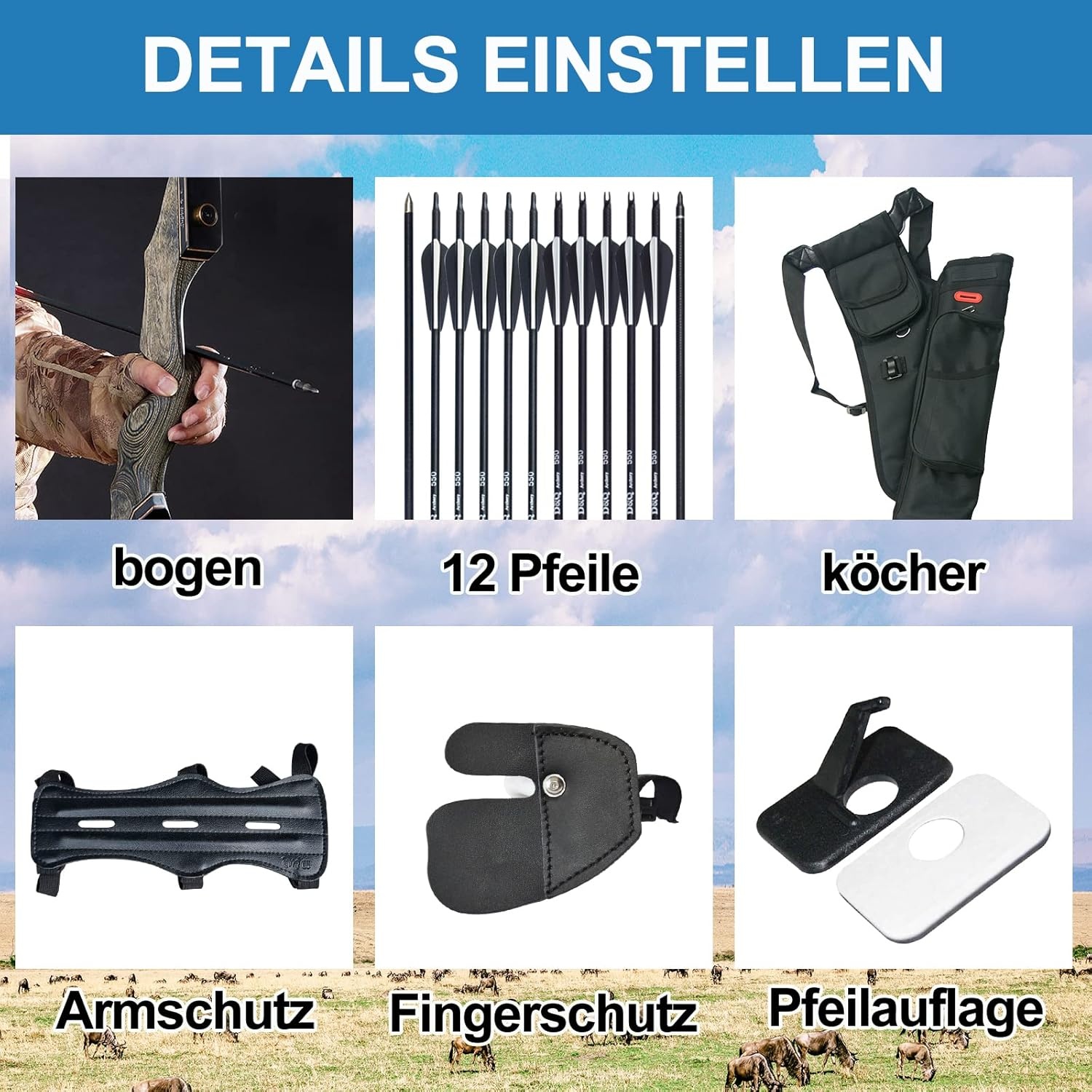 EinMAIQi Recurveboog Set 60 inch - 60 lb - Geschikt voor Rechtshandigen