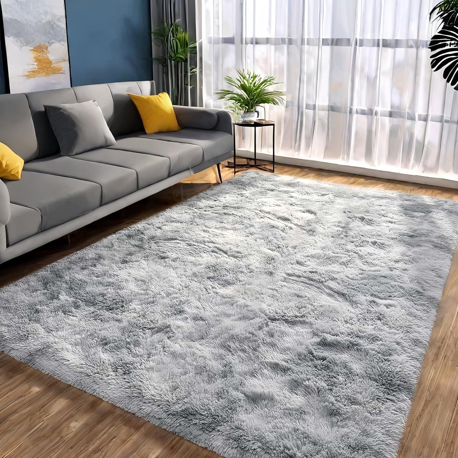 SUBEEN Modern Woonkamer Vloerkleed Langpolig Zacht Vloerkleed Rechthoekig Vloerkleed Luxe Vloerkleed Gezellige Woonkamer Meisjes Kinderen Antislip Vloerkleed (Lichtgrijze, 80x160cm)