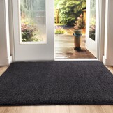DEXI Deurmat 90 x 150 cm, antislip droogloopmat voor binnen en buiten, super absorberend entreetapijt, machinewasbaar, zachte vloermat, zwart-grijs