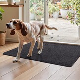 DEXI Deurmat 90 x 150 cm, antislip droogloopmat voor binnen en buiten, super absorberend entreetapijt, machinewasbaar, zachte vloermat, zwart-grijs