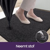 DEXI Deurmat 90 x 150 cm, antislip droogloopmat voor binnen en buiten, super absorberend entreetapijt, machinewasbaar, zachte vloermat, zwart-grijs