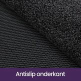 DEXI Deurmat 90 x 150 cm, antislip droogloopmat voor binnen en buiten, super absorberend entreetapijt, machinewasbaar, zachte vloermat, zwart-grijs