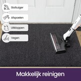 DEXI Deurmat 90 x 150 cm, antislip droogloopmat voor binnen en buiten, super absorberend entreetapijt, machinewasbaar, zachte vloermat, zwart-grijs