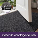 DEXI Deurmat 90 x 150 cm, antislip droogloopmat voor binnen en buiten, super absorberend entreetapijt, machinewasbaar, zachte vloermat, zwart-grijs