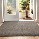 DEXI Deurmat 90 x 150 cm, antislip droogloopmat voor binnen en buiten, super absorberend entreetapijt, machinewasbaar, zachte vloermat, zwart-grijs