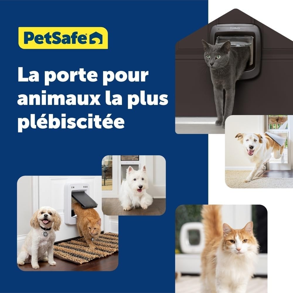 PetSafe Microchip Katdeur - Buiten- of Binnenkatflap - Multi-User RFID Toegang voor Tot 40 Huisdieren - 4-Weg Vergrendeling, Weerbestendig, Gemakkelijk te Installeren - Bruin
