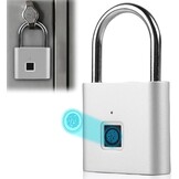 Molbory Vingerafdrukhangslot, waterdicht, USB-oplaadbaar, anti-vingerafdruk, hangslot voor sportschool, bagage, magazijn, kluisjes, zilver