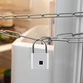 Molbory Vingerafdrukhangslot, waterdicht, USB-oplaadbaar, anti-vingerafdruk, hangslot voor sportschool, bagage, magazijn, kluisjes, zilver