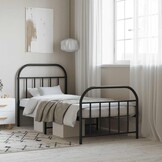 vidaXL Bedframe met hoofd- en voeteneinde metaal zwart 90x200 cm