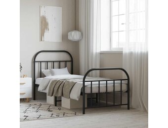 vidaXL Bedframe met hoofd- en voeteneinde metaal zwart 90x200 cm